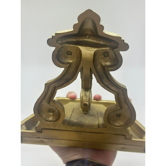 VTG 70s MCM Ornate Wall Sconce 20" Gold Tone | Hollywood Regency Decorative Art - Picture 8 of 8